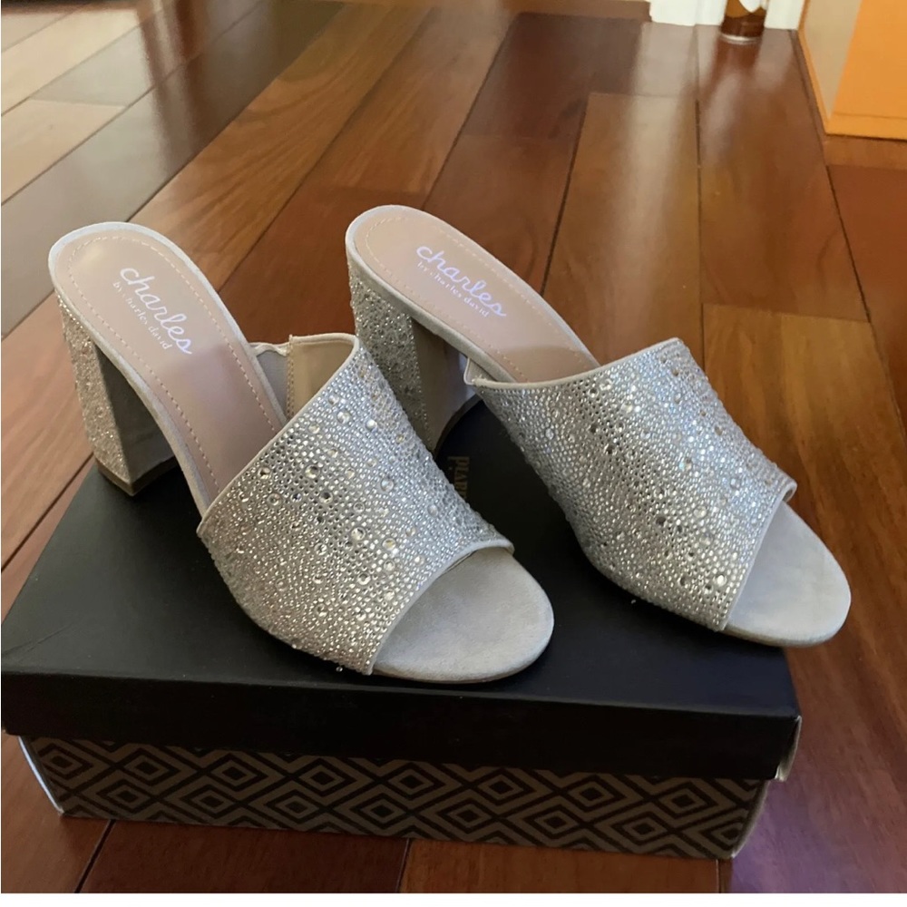 New with box Charles David 8.5 silver block heel